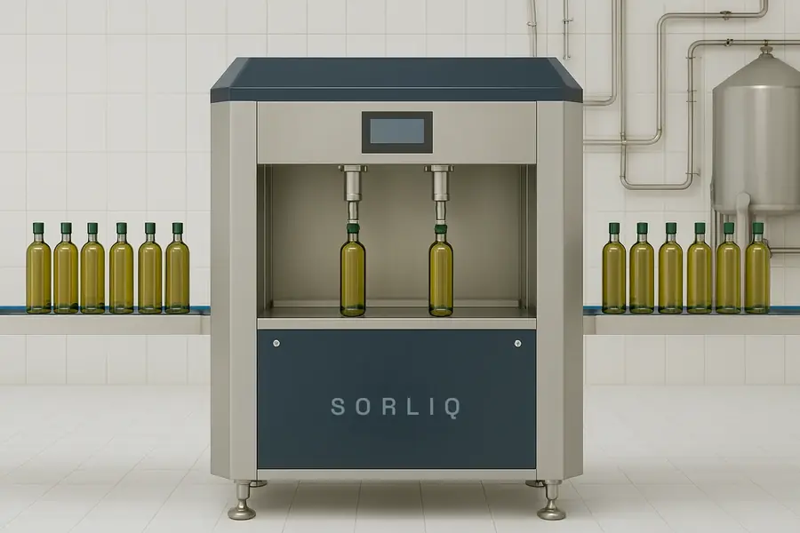 Llenadora automática de aceite SORLIQ SLA20 con dos cabezales de dosificación